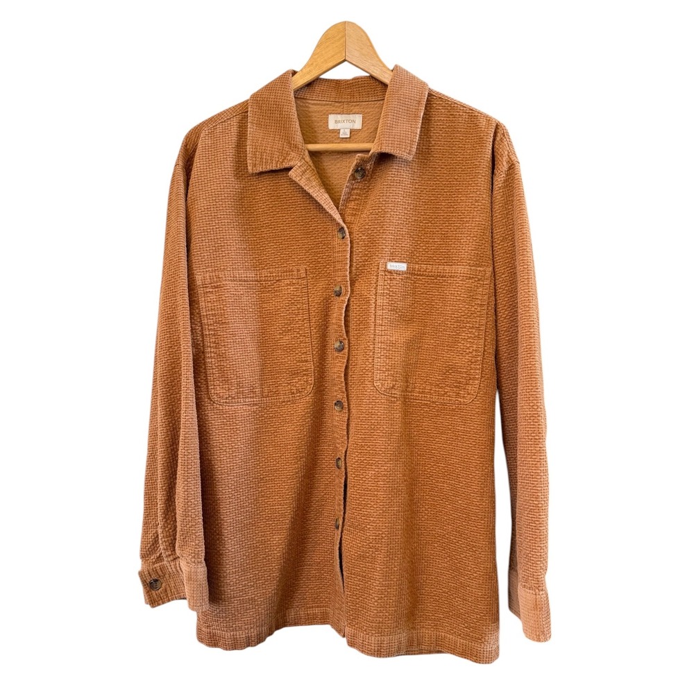 Brixton Men's Textured Bowery Button Down Casual LS Dark Orange Shirt Large